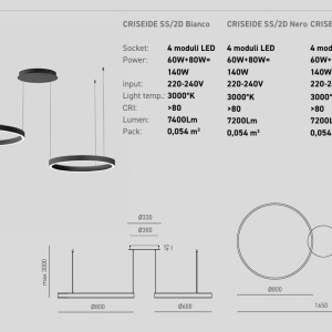 Lustra LED circulara cu 2 inele 80/60cm CRISEIDE, alb, negru sau auriu 227322 universul-luminii.ro