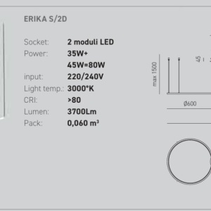 Lustra LED circulara cu 2 inele 80/60cm ERIKA 146672 universul-luminii.ro