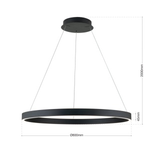 Lustra LED circulara iluminat sus si jos KOLK negru 80cm - Img 8