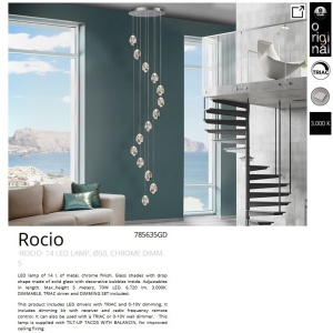 LUSTRA LED CU 14 PENDULE LED cu telecomanda ROCIO, crom 141442 universul-luminii.ro