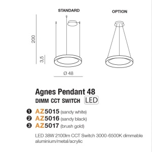 Lustra LED cu telecomanda design circular AGNES 48 DIMM CCT SWITCH BK 61392 universul-luminii.ro