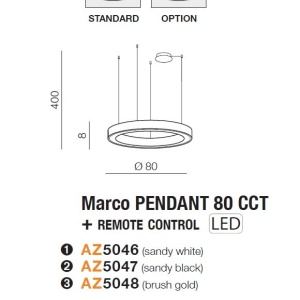 Lustra LED cu telecomanda design circular MARCO 80 CCT BK 120132 universul-luminii.ro