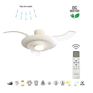 Lustra LED cu ventilator palete retractabile KYOTO alb - Img 7