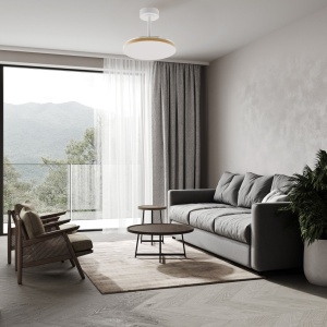 Lustra LED cu ventilator palete retractabile SLIM S alb/lemn