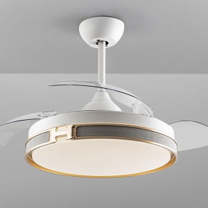 Lustra LED cu Ventilator si telecomanda, lame retractabile HERON alb/auriu - Img 9