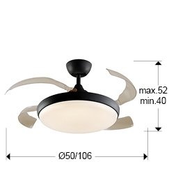 Lustra LED cu Ventilator si telecomanda, lame retractabile Venturi negru 181062 universul-luminii.ro