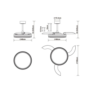 Lustra LED cu ventilator si telecomanda LUNA M alba - Img 11