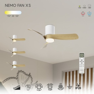 Lustra LED cu Ventilator si telecomanda NEMO alb/lemn - Img 5