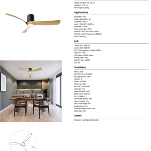 Lustra LED cu ventilator si telecomanda NEMO II M negru/lemn - Img 6