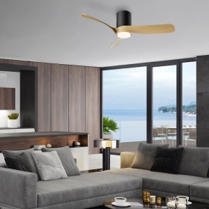 Lustra LED cu Ventilator si telecomanda NEMO M negru/lemn