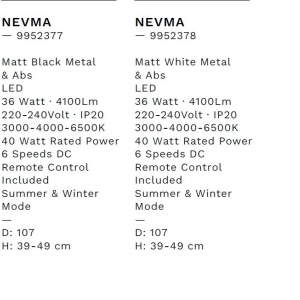 Lustra LED cu Ventilator si telecomanda NEVMA alb 238522 universul-luminii.ro