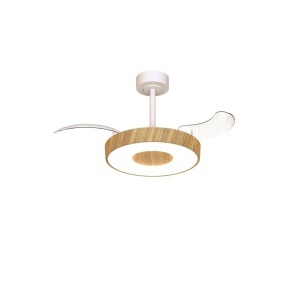 Lustra LED cu Ventilator tavan smart sistem TUYA si telecomanda COIN lemn - Img 2