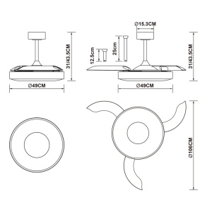 Lustra LED cu Ventilator tavan smart sistem TUYA si telecomanda COIN alb - Img 8