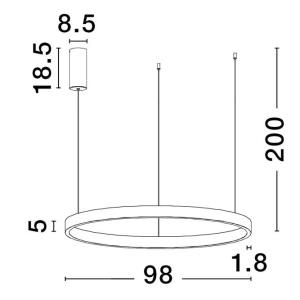 Lustra LED design circular cu iluminat sus si jos ELOWEN argintiu, diametru 98cm - Img 5