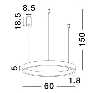 Lustra LED design circular cu iluminat sus si jos ELOWEN negru, diametru 60cm 121702 universul-luminii.ro