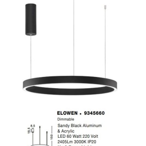 Lustra LED design circular cu iluminat sus si jos ELOWEN negru, diametru 60cm 213772 universul-luminii.ro