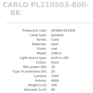 Lustra LED design modern circular CARLO negru mat, diametru 80cm - Img 3