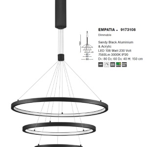 Lustra LED design modern circular EMPATIA III negru NVL-9173108 75892 universul-luminii.ro