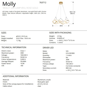 Lustra LED design ultra-modern Molly auriu roze SV-763712 70692 universul-luminii.ro