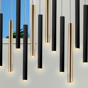 Lustra LED dimabila cu telecomanda design modern Varas negru/auriu SV-373425GD 192912 universul-luminii.ro