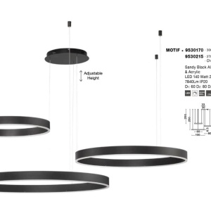 Lustra LED dimabila design circular MOTIF 3 ring negru 138132 universul-luminii.ro