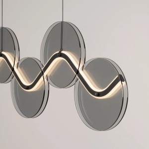 Lustra LED metal negru cu sticla fumurie, HALLEY - Img 5