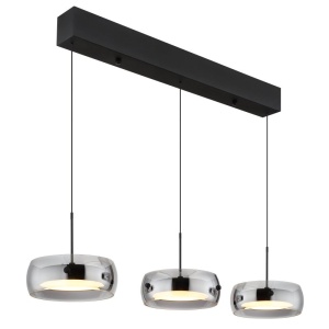 Lustra LED reglabila cu 3 pendule sticla fumurie LIVION