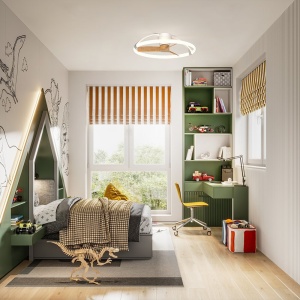 Lustra LED Smart cu Ventilator si telecomanda NEPAL Mini fag/alb 139752 universul-luminii.ro