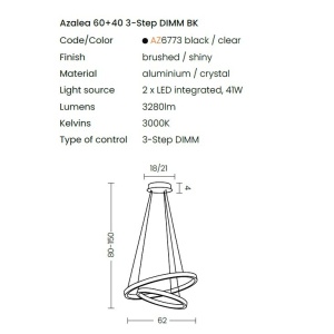 Lustra LED suspendata design circular AZALEA 60+40 3-STEP DIMM - Img 3
