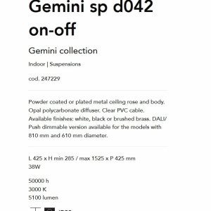 Lustra LED suspendata design circular GEMINI SP D042 BIANCO 93022 universul-luminii.ro