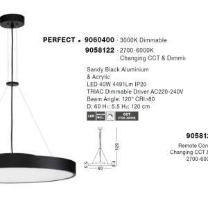 Lustra LED suspendata design circular PERFECT 60cm negru CCT Dimmable - Img 4