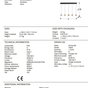 Lustra LED suspendata design decorativ modern Zaria 5L 184492 universul-luminii.ro