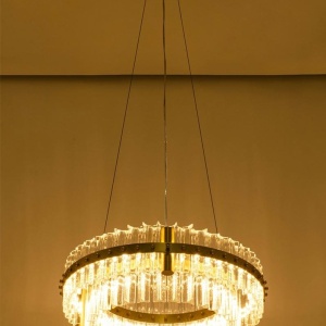 Lustra LED suspendata design deosebit Half 47D auriu 222332 universul-luminii.ro