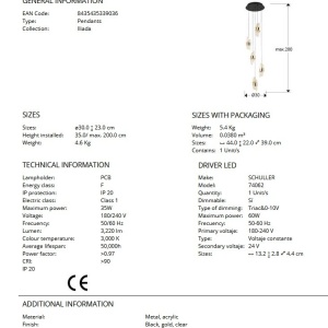Lustra LED suspendata design elegant Iliada 5L - Img 6