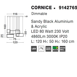 Lustra LED suspendata design geometric CORNICE - Img 2