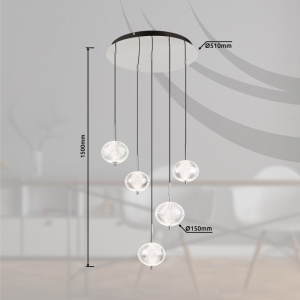Lustra LED suspendata design modern AIDA 5L 240662 universul-luminii.ro