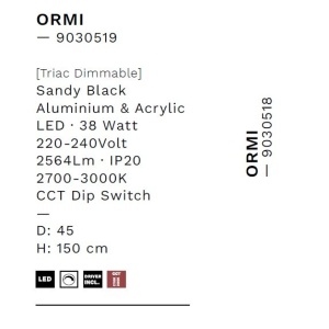 Lustra LED suspendata design modern circular ORMI negru D-45cm - Img 7