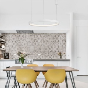 Lustra LED suspendata design modern circular PERRINE D-60cm alba 68442 universul-luminii.ro