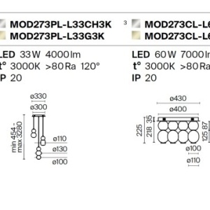 Lustra LED suspendata design modern decorativ Drop 3L crom - Img 10