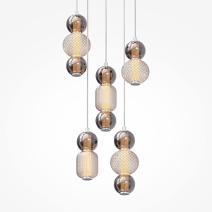 Lustra LED suspendata design modern decorativ Drop 5L crom - Img 4