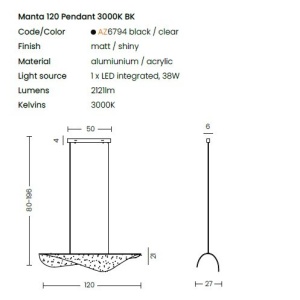 Lustra LED suspendata design modern MANTA - Img 4