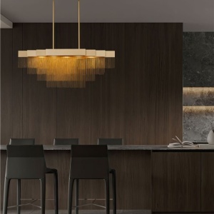 Lustra LED suspendata design modern REVIA aurie - Img 2