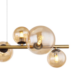 Lustra LED suspendata design modern Riha negru, alama 210802 universul-luminii.ro