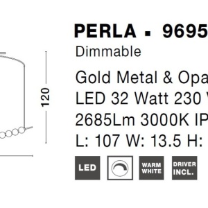 Lustra LED suspendata, dimabila, deosebita design lux PERLA opal, auriu 115342 universul-luminii.ro