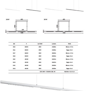 Lustra LED suspendata liniara MECA 28W negru 3000K - Img 3