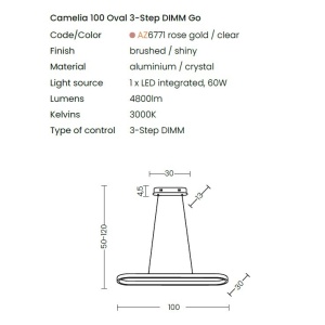 Lustra LED suspendata ovala CAMELIA 60 3-STEP DIMM - Img 4