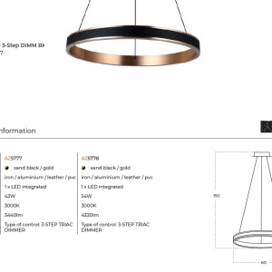 Lustra LED suspendata RIO 60 3-step dimm auriu/negru 63502 universul-luminii.ro