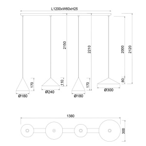 Lustra LED suspendata stil minimalist CONO 4L - Img 3