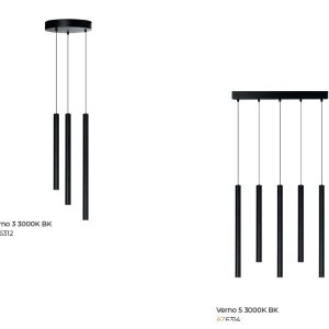Lustra LED suspendata stil minimalist VERNO 5 negru 3000K 143962 universul-luminii.ro