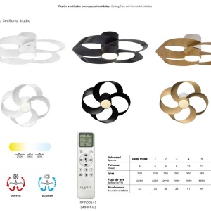 Lustra LED, Ventilator minimalist cu telecomanda, ROSE aspect lemn MA-8707 172182 universul-luminii.ro